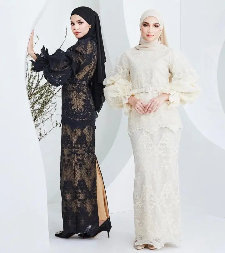 Nero a strati abaya dubai pour femmes papillon fesyen baju kurung e kebaya moden all'ingrosso kain chiffon 2023 malesia moderno