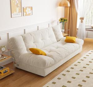 أريكة قماشية عصرية على شكل سحابة قابلة للطي مع ارتفاع قابل للتعديل، أريكة متعددة الأغراض لغرفة المعيشة بثلاثة مقاعد مستقيمة بلون بيج - Product Image 4