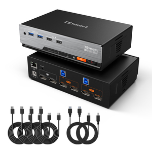 TESmart-Conmutador KVM DP 1,4 Dual, 8K, 60Hz, para 2 uds. y 2 monitores, compatible con la función de arrastrar y soltar archivos, red Gigabit integrada - Product Image 1