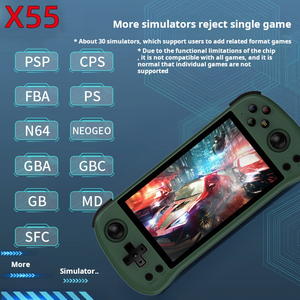 เครื่องเกม X55แบบโอเพ่นซอร์สเครื่องเล่นเกมมือถือขนาดเล็ก HD PSP Rocker Arcade N64ย้อนยุคหน้าจอขนาดใหญ่แบบพกพาเกมมือถือ ISP