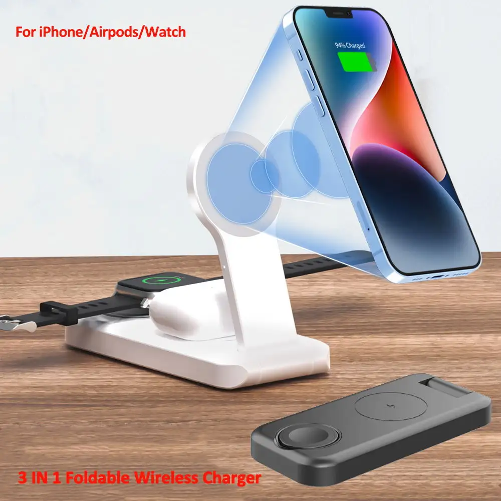 New Products cargador inalambrico para celular Multi Charger Station 3 in 1 Foldable Wireless Charger Magnetic Foldable Charging