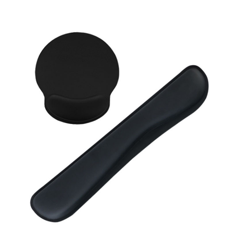 Ensemble repose-poignet, support de clavier et tapis de souris - Noir