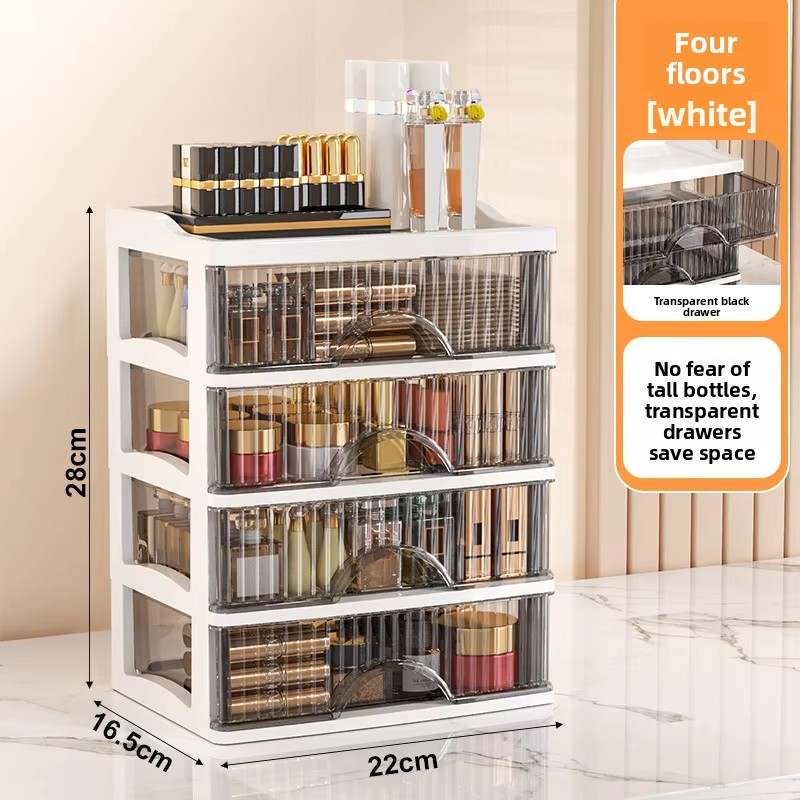 Flat lid, 4 layers, white with black drawer