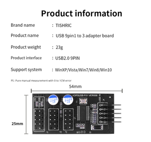 USB 2,0 Hub USB de 9 pines macho 1 a 3 Cable de extensión hembra adaptador divisor USB Tarjeta de expansión para placa base de escritorio - Product Image 6