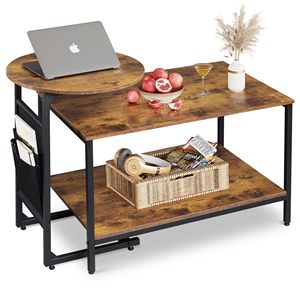 Easy Assembly Metal Frame Wood Desktop <strong>Rectangular</strong> Living Room <strong>Table</strong> Set 2 in 1 Design <strong>Nesting</strong> Coffee <strong>Table</strong> for Living Room - Product Image 1