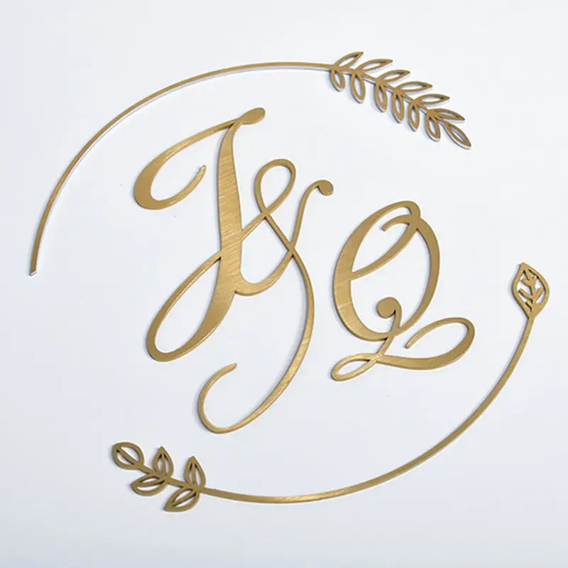 Sinal de parede de aço inoxidável para festas de casamento, letras do alfabeto, desenho 3D DIY, corte a laser, metal, envio direto