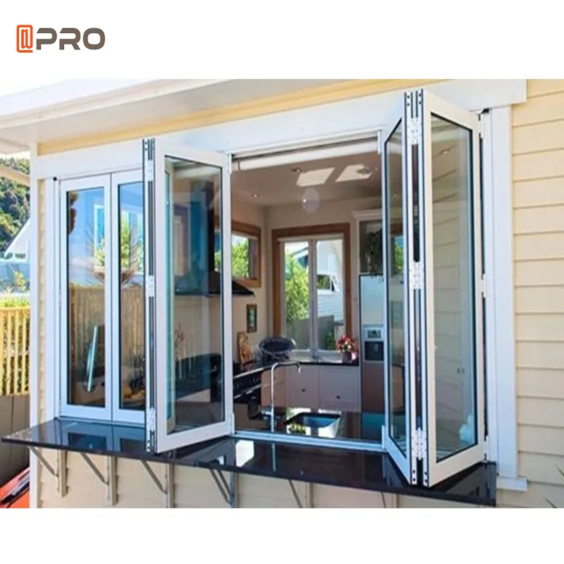 2024 APRO ventanas de aluminio a prueba de sonido de alta calidad pantallas de ventana de vidrio plegables puertas y ventanas de aluminio plegables