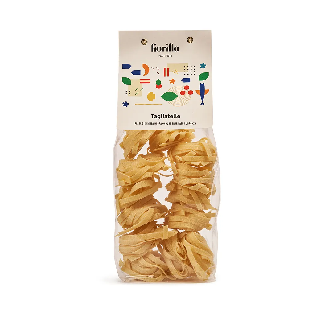 Prezzo speciale Tagliatelle italiane Pasta lunga-500g Pasta di grano duro con disegno in bronzo-ideale con funghi e crema
