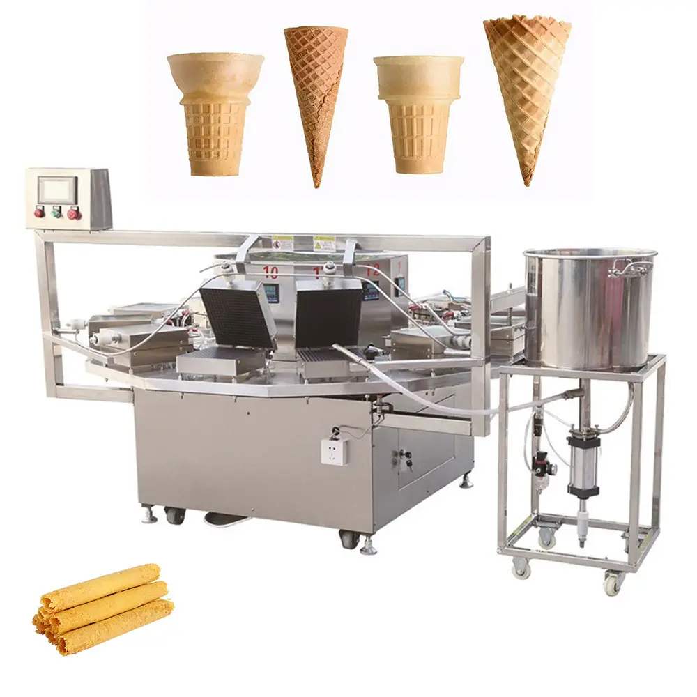 Vendita calda commerciale facile da usare tazza da tè commestibile Icecream Wafer Egg Roll Waffle Ice Cream Cone Maker Machine