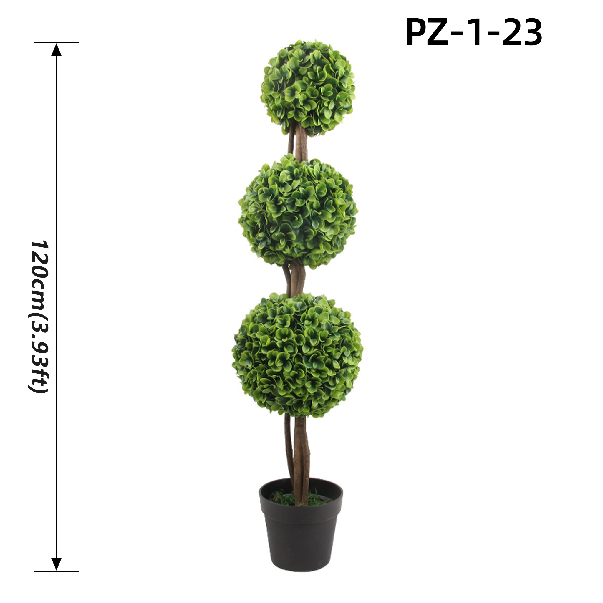 Arbre topiaire artificiel à triple boule d'eucalyptus (120 cm/3,93 pieds)