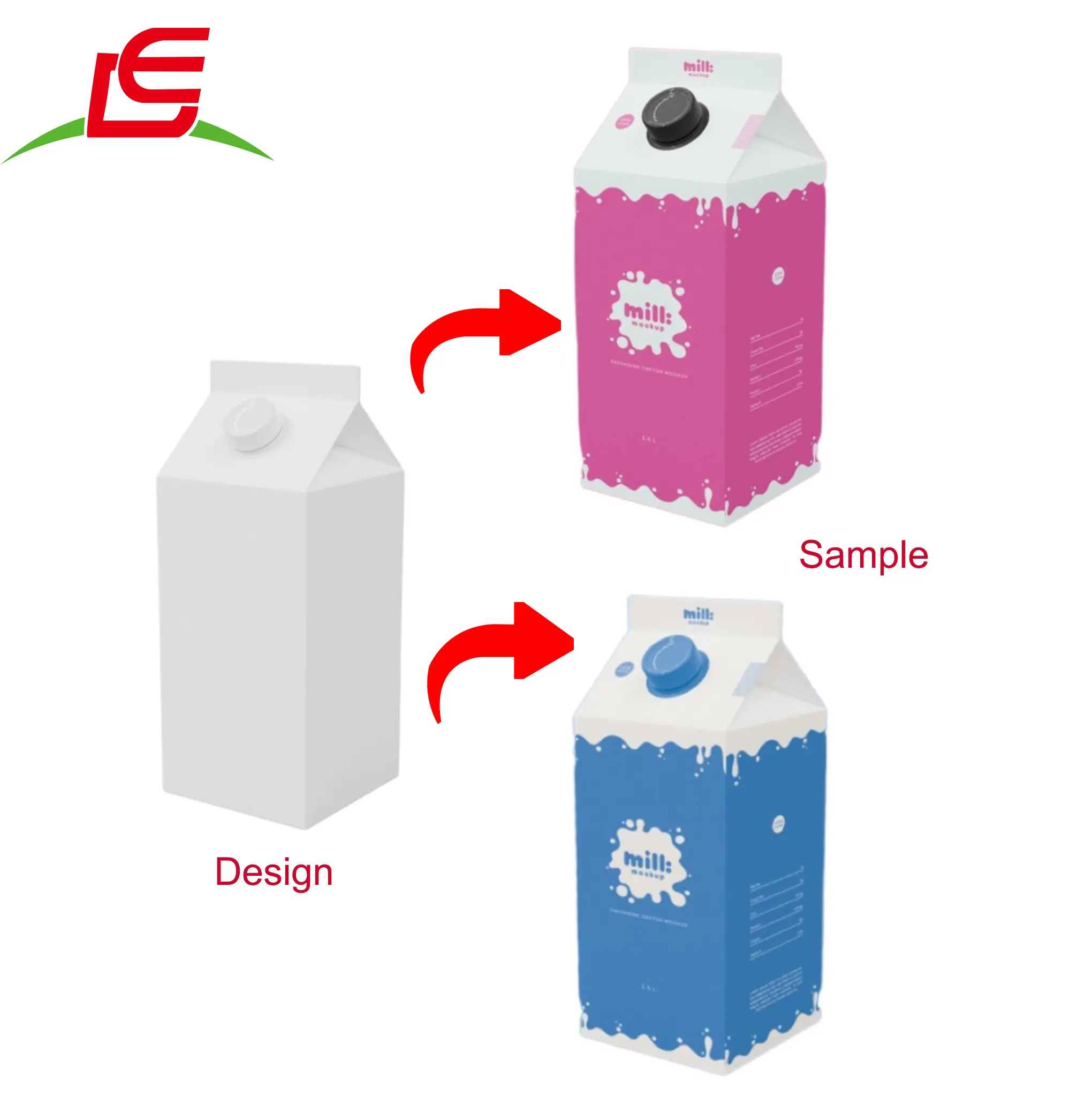Caixa de papel de embalagem com logotipo personalizado, caixa de papel de embalagem de suco de leite