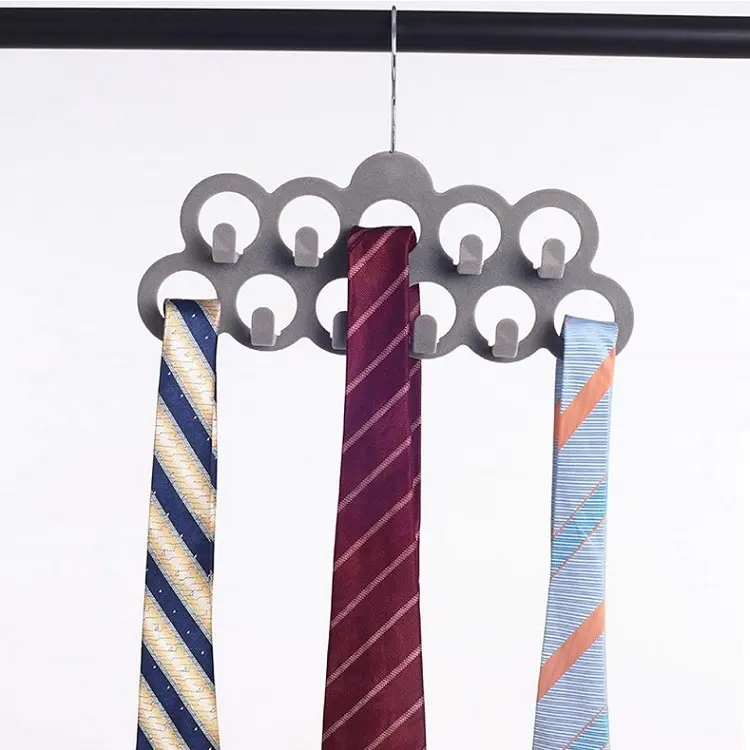 LEEKING Wholesale tie scarf hangers multifunctional circle hooks flocked velvet coated plastic hanger