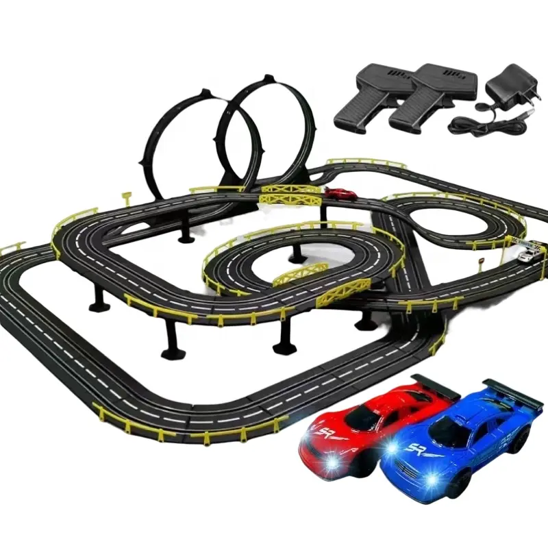 أعلى بيع المنتجات 2023 سوبر سباق لعبة تعقب سيارة للأولاد مركبة كهربية فتحة اللعب المزدوج سباق سيارة 11.8 مترا المسارات
