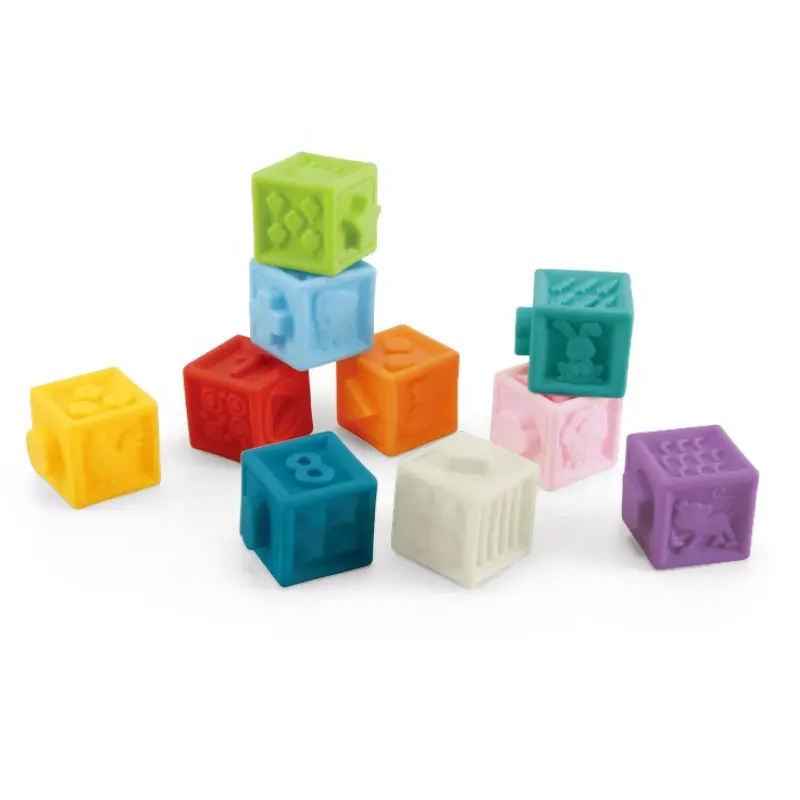 Mainan Blok Bangunan Silikon Susun Bentuk Kubus Pendidikan untuk Dijual