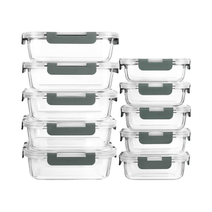 Contenedor de almacenamiento de alimentos de vidrio de borosilicato Rectangular moderno de 650ml con capacidad de tapas de PP multifunción tallada - Product Image 4