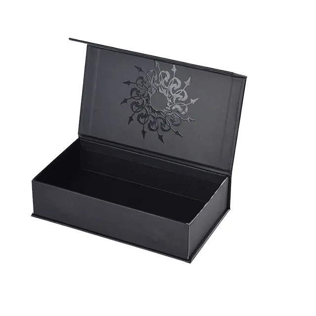 Logotipo personalizado impresso logotipo reycled grande embalagem preta caixa de presente magnética de luxo grande com tampa