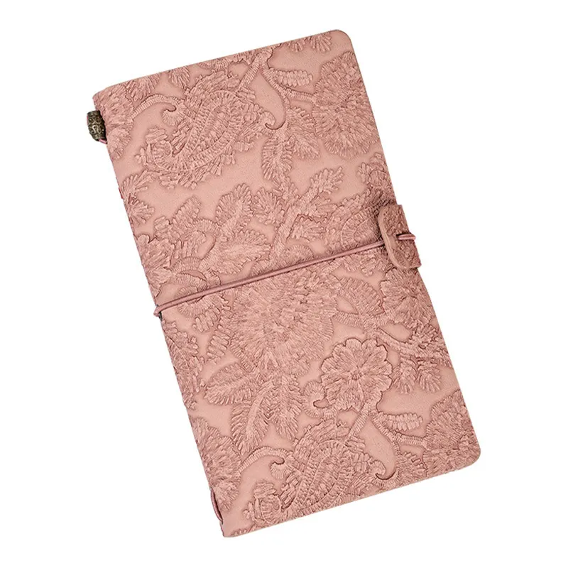 Cadeau de dame Couverture en dentelle PU Leather Leather Writing Journal Binding Notebook portable notebook replacement paper for easy DIY