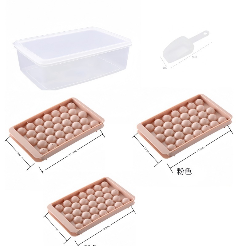 Pink*Medium--3-ball ice tray + ice box + ice shovel