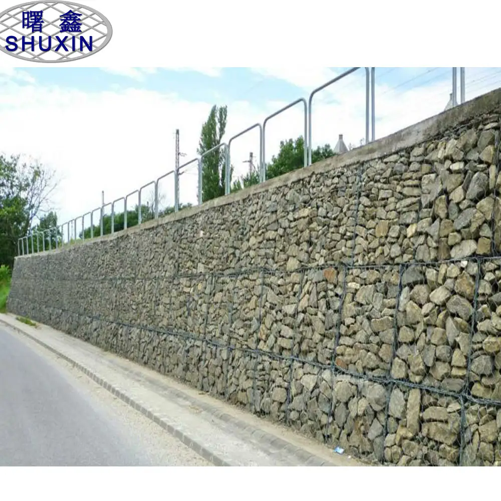 Tessuto di Filo di Ferro Maglia di Gabion Cestino Muro Di Sostegno Disegno Con La Pietra Riempito Gabbione Per La Vendita