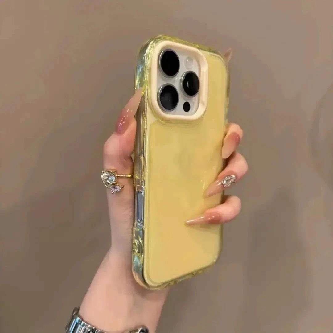 Coque jaune avec cadre blanc
