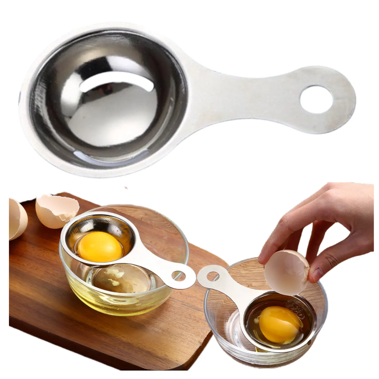 स्टेनलेस स्टील अंडे सफेद विभाजक उपकरण अंडे योक फिल्टर गैजेट रसोई सहायक उपकरण को अलग करते हुए