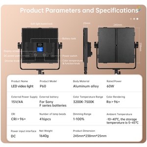 Panel de luz LED para cámara de vídeo, lámpara de estudio con Control por aplicación, foto RGB, 3200-7500K para iluminación en vivo - Product Image 6