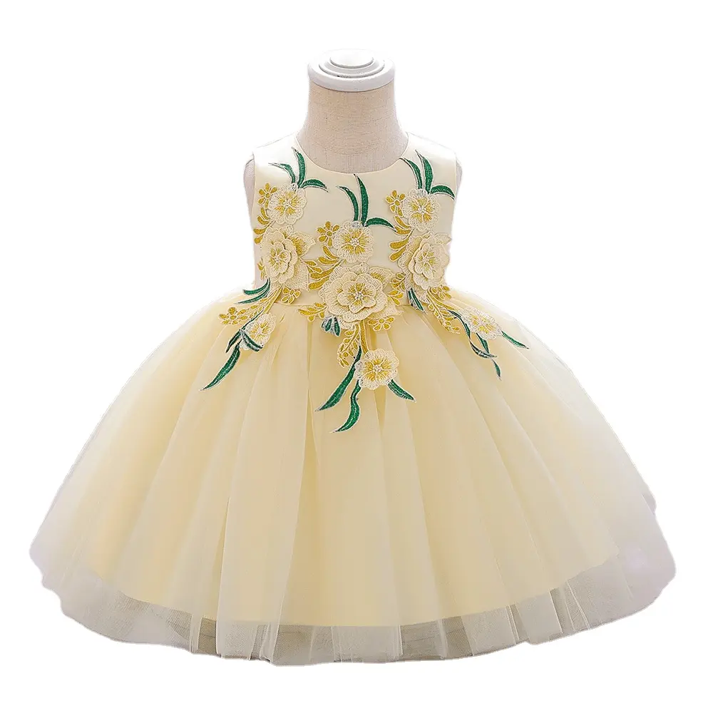 Vestido de princesa Bebé Ropa de un año Flor Niño Vestido de novia Niñas Malla Show Disfraz