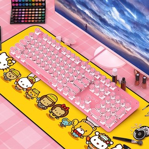 Teclado mecánico rosa para ordenador, teclado de juego de 104 teclas, resistente al agua, teclado de membrana, tablero de interruptor, El ZK-4 más barato - Product Image 1