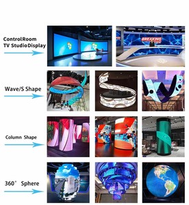 Trong nhà linh hoạt Bảng điều khiển vòng tròn 360 độ P2 <span class=keywords><strong>Roll</strong></span>-up màn hình hiển thị hình dạng tùy chỉnh vòng hai mặt LED quảng cáo xi lanh tường - Product Image 2