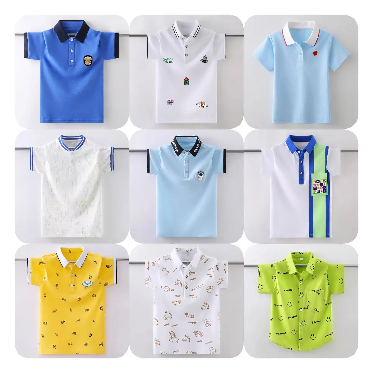 Camisa polo uniforme para crianças bordado de qualidade barato com logotipo personalizado com design gratuito para roupas vietnamitas