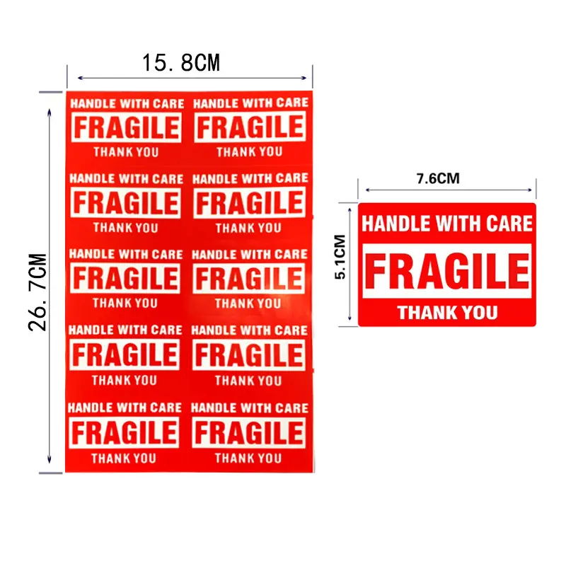 Étiquettes fragiles personnalisées poignée avec soin rouleau de verre imprimé avertissement rond jaune rose expédition Carton bande autocollants fragiles