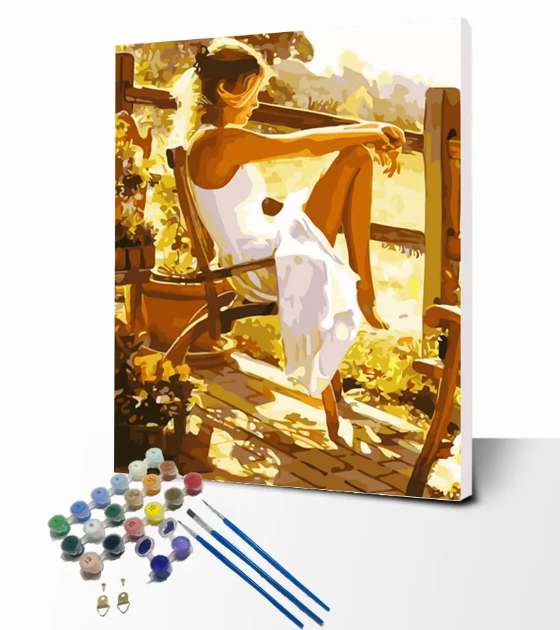 Kit de pintura al óleo por números con siete colores pintura para adultos por números lienzo dibujo con pinceles