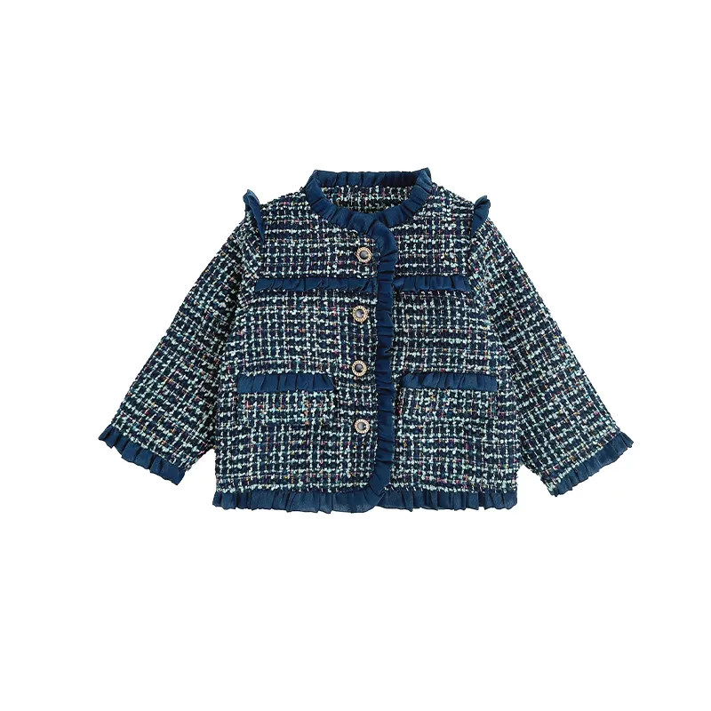 OEM cappotto moda bambini caldo inverno bella giacca a maniche lunghe per 2-10Y bambine per bambini blu stile coreano supporto solido