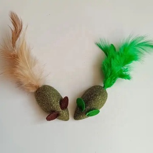 Mayorista Nueva Hierba Gatera Mascota con Pluma Real Molar Dientes Limpieza Ratón Forma Gato Aperitivo Saludable Catnip Juguete - Product Image 3