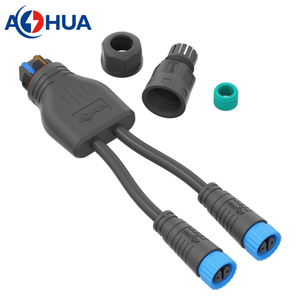 China Factory ODM OEM IP67 2 3Pin Y Cable de alimentación Splitter Entrada 1 Salida Dos puertos Sobre molde Conector impermeable de plástico - Product Image 1