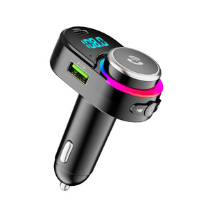 HT-6デュアルUSB充電器12-24V高速カーチャージャーアダプターワイヤレスハンズフリーカーMP3プレーヤー、カラフルなアンビエントライト付き - Product Image 2