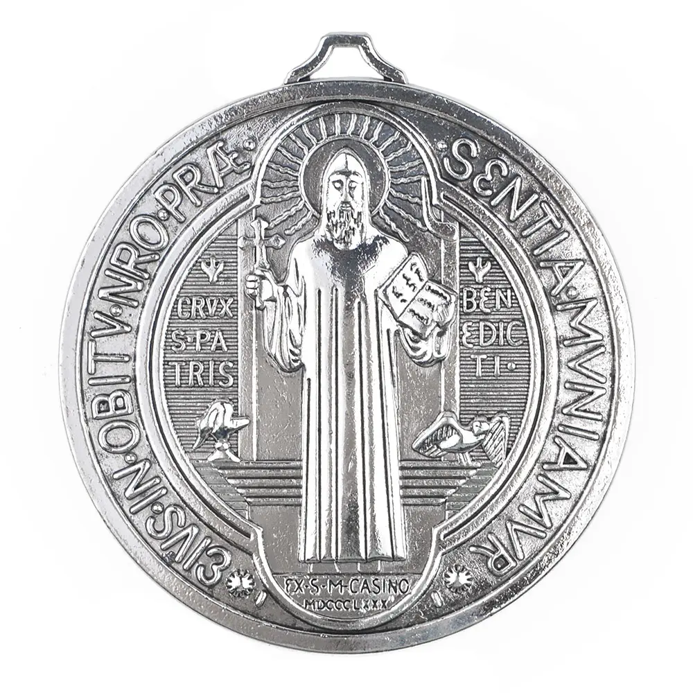 세인트 베네딕토 메달 중간 크기 76mm 가톨릭 종교 실버 펜던트