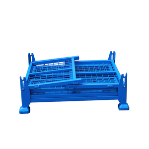 Caja Jaula de alambre Contenedor de almacenamiento de contenedores de metal Caja de paletas de malla de alambre Paleta de jaula de almacenamiento de acero apilable plegable - Product Image 1