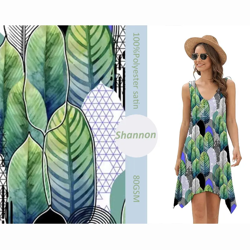 Custom digital print 100% polyester digital printing satin fabric 75D sheer satin fabric for women dresses
