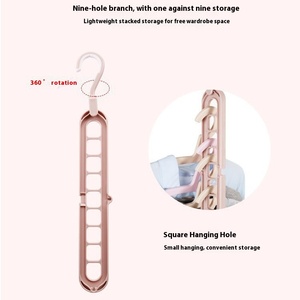 Nhà Máy Trực Tiếp Tiktok Phổ Biến Chín Lỗ Nhựa Quần Áo Móc Áo Đa Chức Năng Xoay Giá Cho Tủ Quần Áo Lưu Trữ - Product Image 4