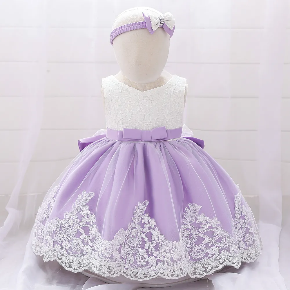 2019 Explosive Lace Baby Clothes Newborn Princess Girls Party Dress With Free Headband For 1-2Years 1911XZ