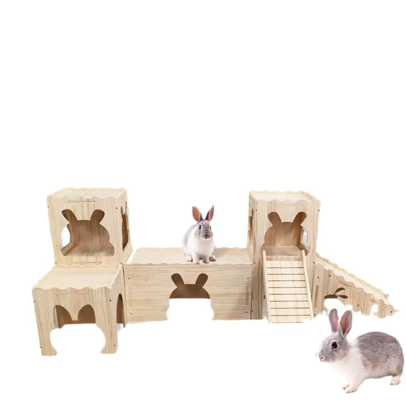 Kleines Tier Kaninchen-Versteck Tunnel-Schloss mit Leiter dekorativer Unterschlupf für Meerschweinchen Hamster Haustiere