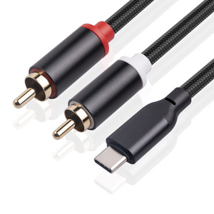 Built-in Decoder Chip TYPE-<strong>C</strong> to 2RCA Cell Phone Computer Connection Amplifier Speaker Audio Cable