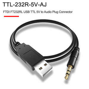 FTDI TTL-232R-5V-AJ电缆，USB至TTL串行转换器，1.8m USB TTL-232R-5V-AJ音频插孔电缆