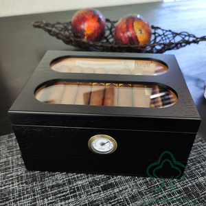 Desktop Cigar <strong>Humidor</strong> with Front Hygrometer, Humidifier and Accessory Drawers - Top Acrylic Lid <strong>Humidor</strong> Cigar Box for Men - Product Image 5