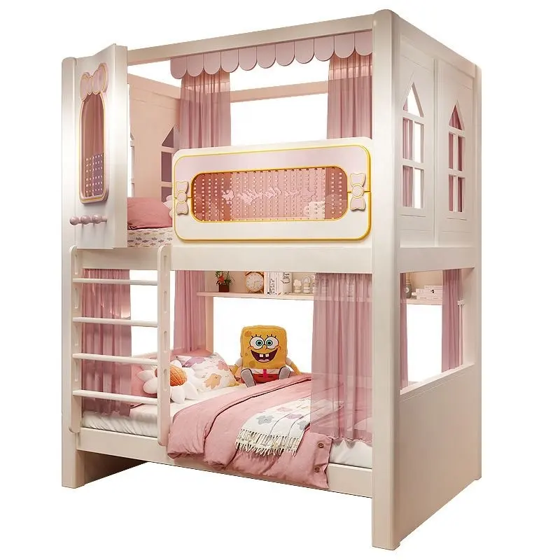 Lit mezzanine de luxe pour enfants garçons lit superposé combiné en bois moderne pour filles mobilier de chambre d'enfants lit superposé pour adultes toboggan