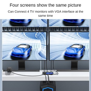 <strong>VGA</strong> Screen <strong>Splitter</strong> <strong>1</strong> in 4 Out 250MHz Computer Host Simultaneously <strong>Outputs</strong> 4 Identical Video Frames 1080p