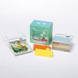 Bloc de notas para manualidades de arte en papel 3D Oasis Garden Building notas de papel cortadas con láser arrancar modelo 3D personalizado Cubo de bloque de papel para marcapáginas - Product Image 6