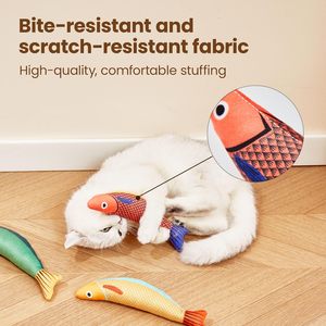 鱼形定制毛绒玩具带猫薄荷宠物咀嚼玩具宠物互动运动玩具 - Product Image 6