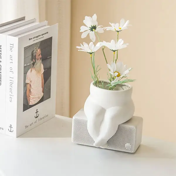 White Ceramic Minimalista Design Vaso tridimensional bonito abstrato Body Art Flower Pot com design minimalista para Home Decor
